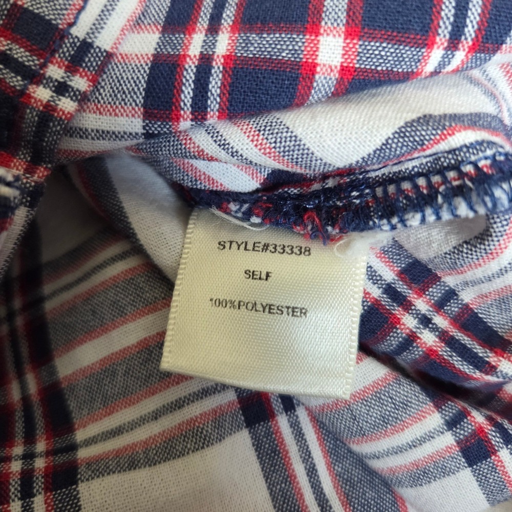 Altard State Womens‎ Plaid Button Down Shirt Red White Blue Roll Tab Sleeve S - Picture 5 of 6